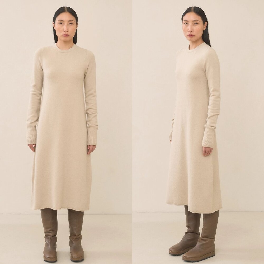 NWT Lauren Manoogian Base Midi Alpaca Wool Knit Dress Antique Size 1